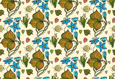 Kusursuz el çizimi vektör karalama çiçek parlak