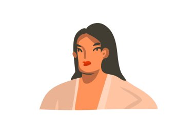 El çizimi vektör soyut karikatür çizimi. Üzgün, genç, güzel bir kadın yüzü beyaz arka planda izole edilmiş.