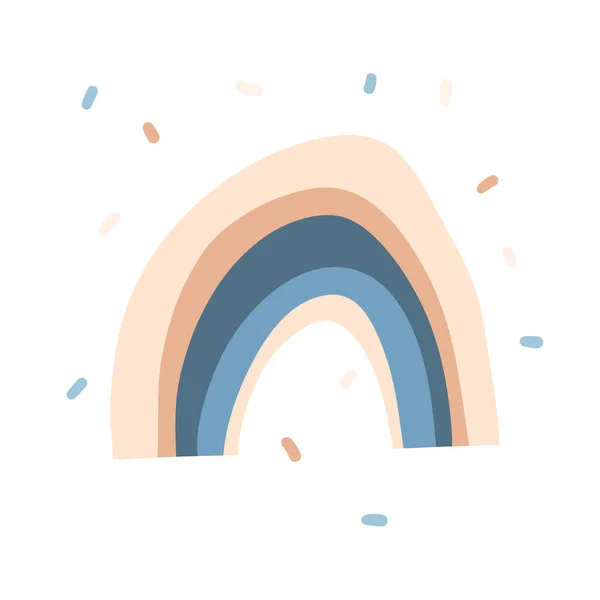 Dibujado a mano vector stock ilustración gráfica abstracta de dibujos animados con abstracto de moda simple arco iris dibujo con confeti aislado sobre fondo blanco — Vector de stock