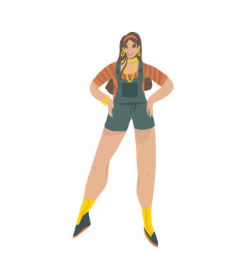 El çizimi vektör soyut stok grafik çizimi beyaz arka planda izole genç mutlu gülümseyen kız öğrenci ile