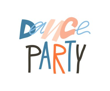 El çizimi vektör soyut stok grafik illüstrasyon Dans partisi harfleri beyaz arka planda izole