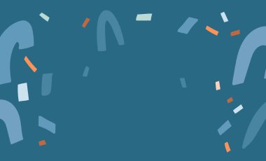 Mavi arkaplanda izole edilmiş farklı kolaj şekilleriyle el çizimi vektörü soyut stok grafik çizimi