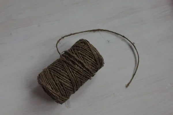 Natural Rope Hemp Cord Isolated Light Background — 스톡 사진