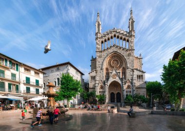 View of Soller with Sant Bartomeu Church, Majorca. clipart