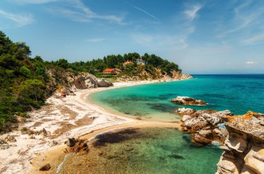 Vahşi Beach'te Vourvourou, Sithonia, Yunanistan