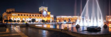 Republic Square with dancing fountains in Yerevan, Armenia. clipart