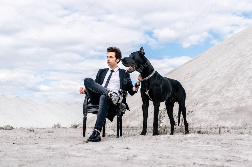 Stylish man with a dog