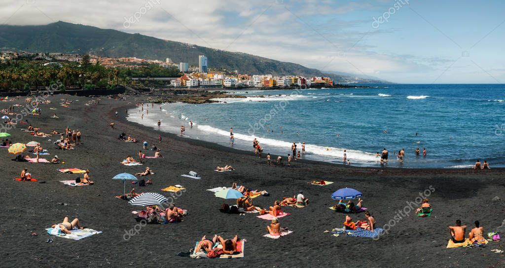 Playas de tenerife arena negra | Jardin de playa con arena negra en