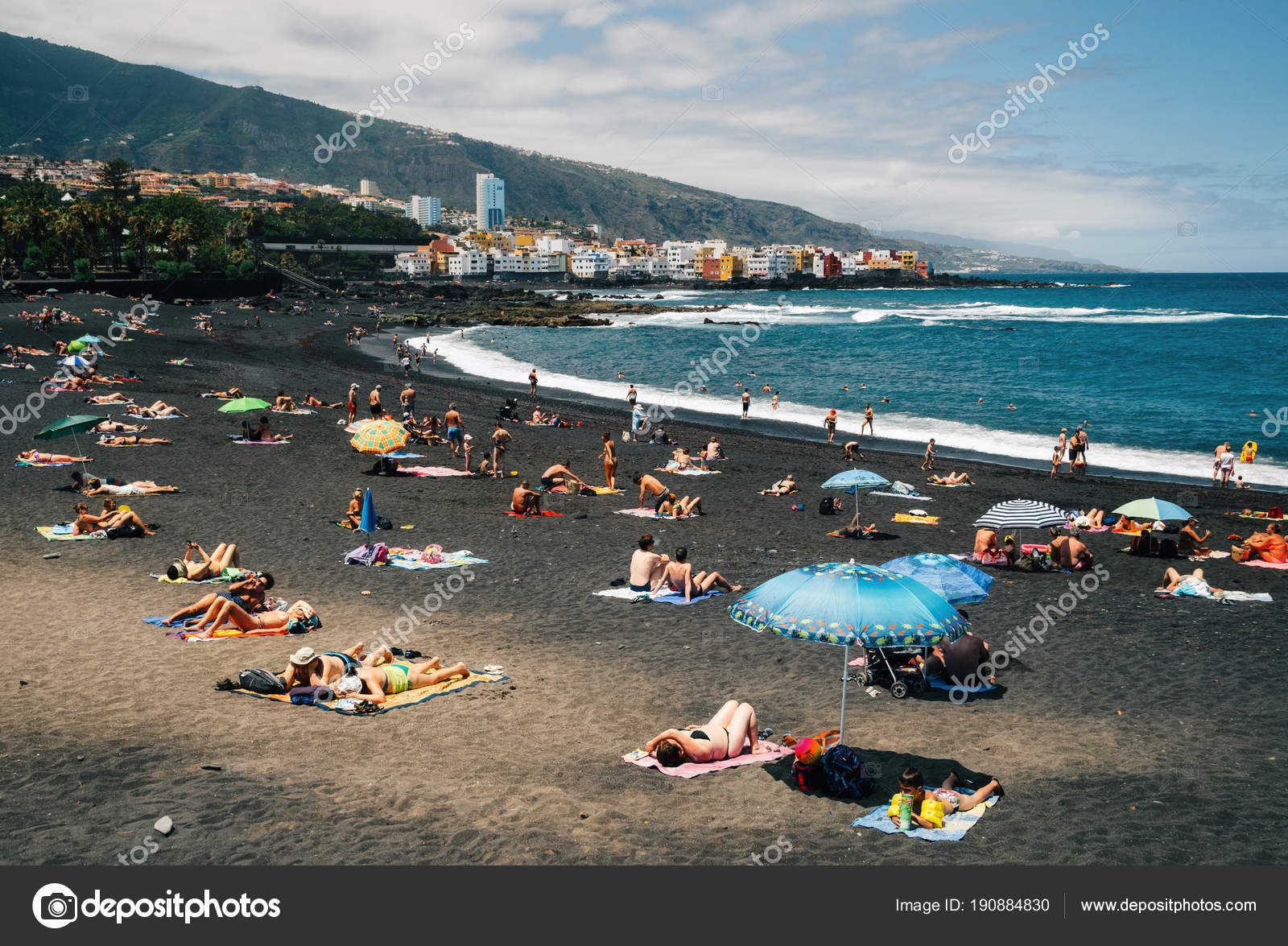 Playa Jardin With Black Sand In Tenerife Stock Editorial Photo