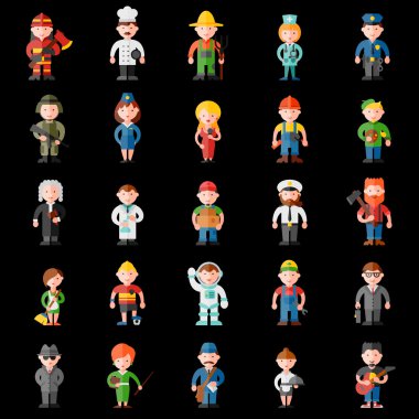 Meslek düz Icon set