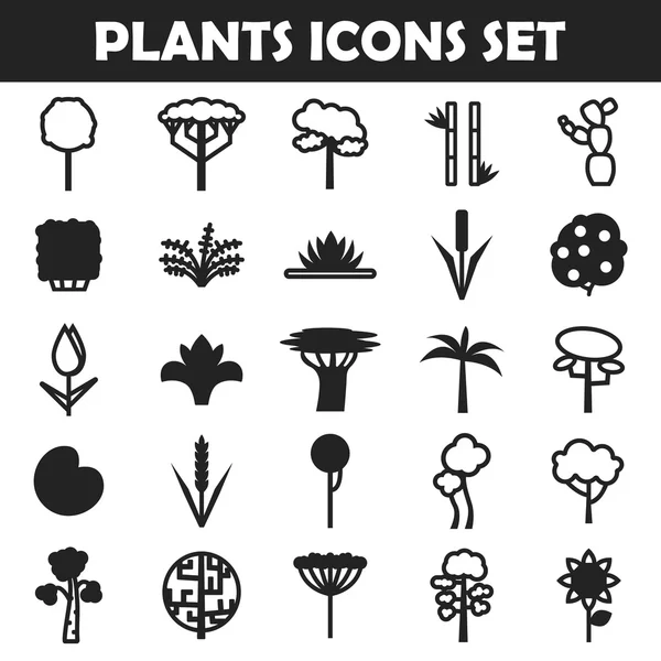 Conjunto de ícone de plantas grandes — Vetor de Stock