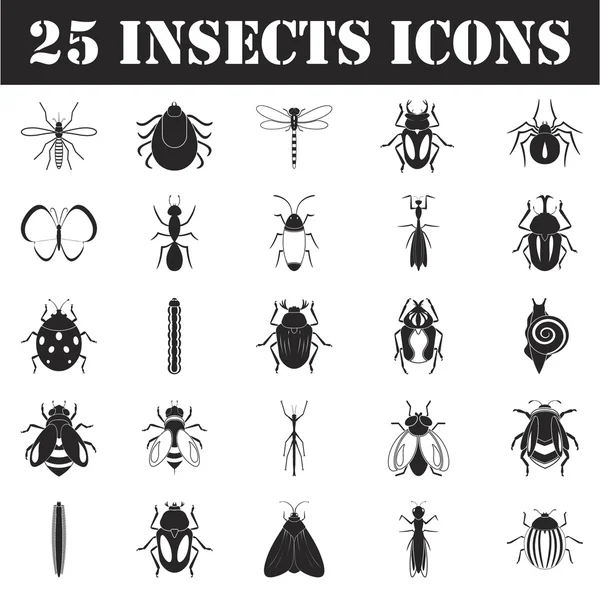 Insekter enkel Ikonuppsättning — Stock vektor