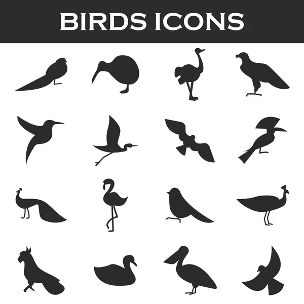 Conjunto de iconos de aves — Vector de stock