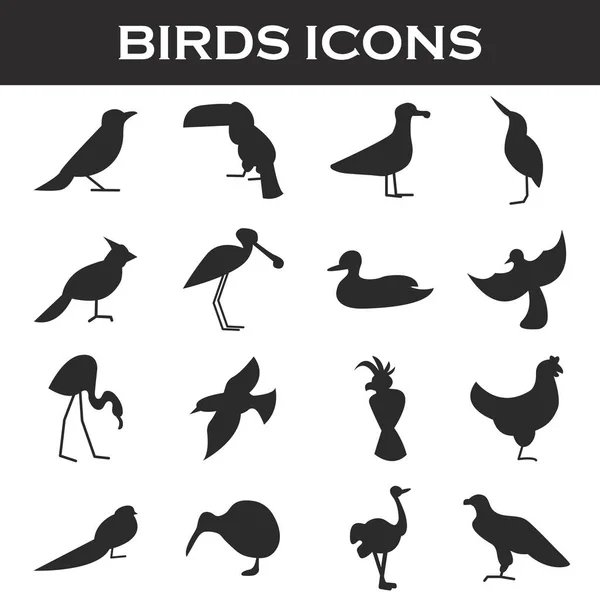 Set icone uccelli — Vettoriale Stock