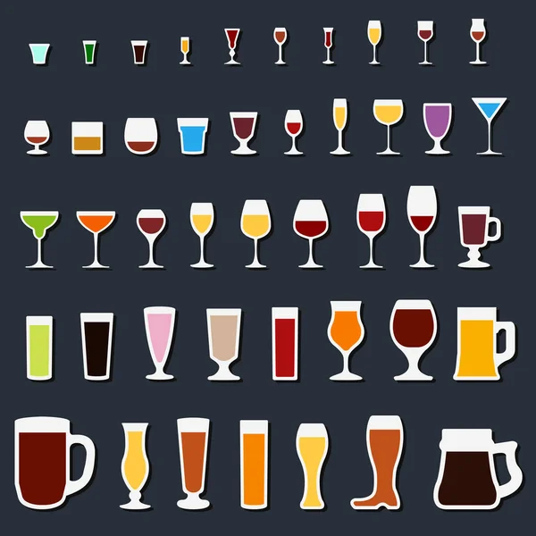 Glass and wineglass icon set — Stock Vector