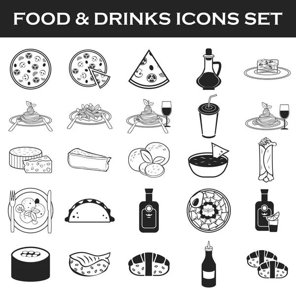 Conjunto de ícones de comida e bebida — Vetor de Stock