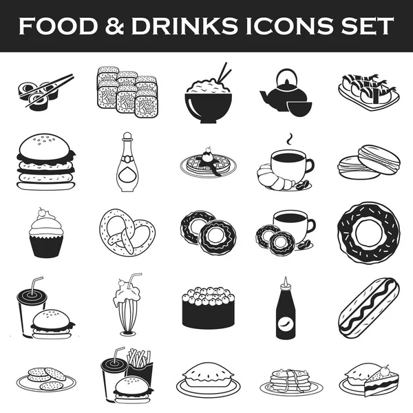 Conjunto de ícones de comida e bebida — Vetor de Stock