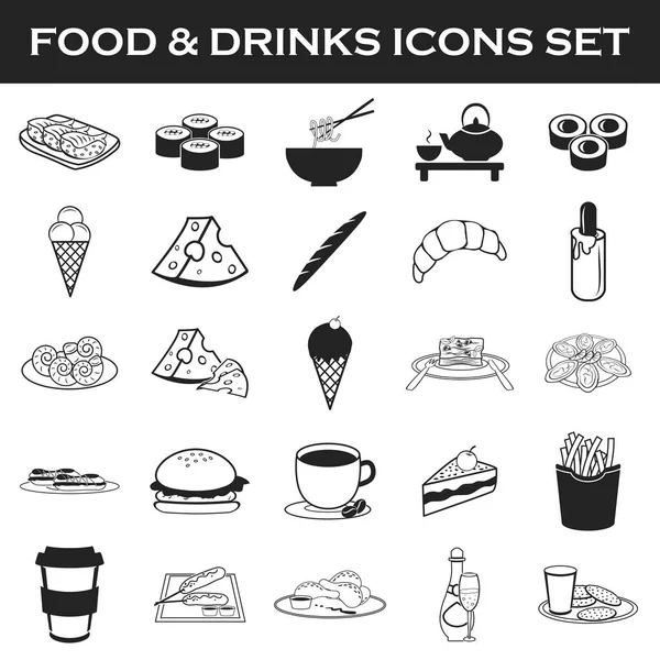 Essen und Trinken Symbole gesetzt — Stockvektor
