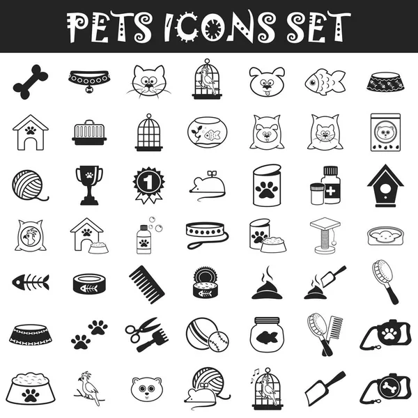 Juego de iconos de mascotas — Vector de stock