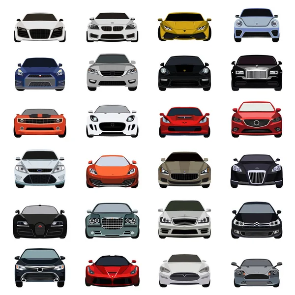Süper bir araba düz Icons set