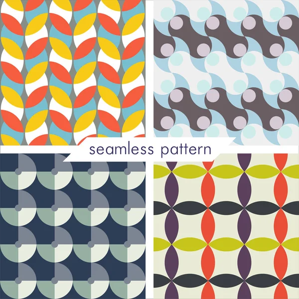 Set of four vector seamless geometrical patterns. Vintage textur_2 — Stock Vector