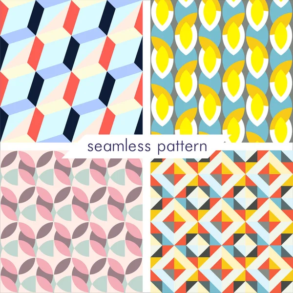 Set of four vector seamless geometrical patterns. Vintage textur_3 — Stock Vector