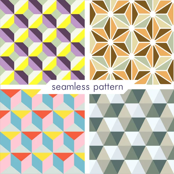 Set of four vector seamless geometrical patterns_9 — Stock Vector