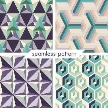Dört vektör kesintisiz geometrik patterns_14 kümesi