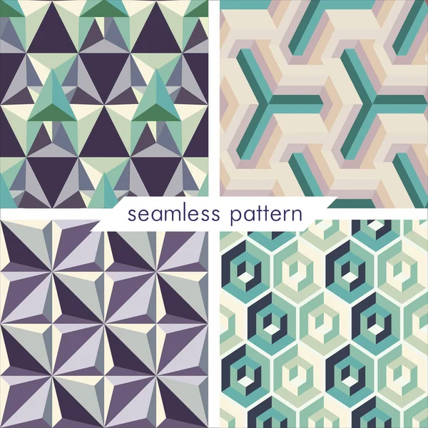 Set of four vector seamless geometrical patterns_14 — Stock Vector