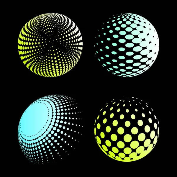 Definir meio-tom abstrato esferas 3D _ 2 — Vetor de Stock
