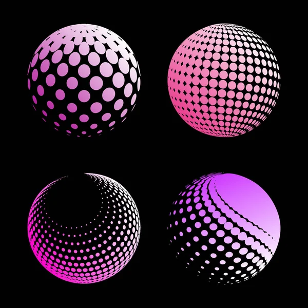 Set soyut yarı ton 3d spheres_4
