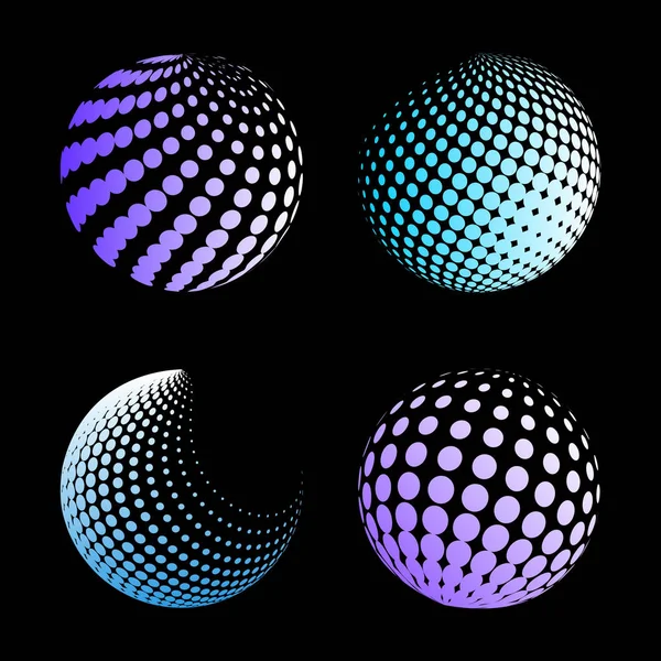 Definir meio-tom abstrato esferas 3D _ 3 — Vetor de Stock