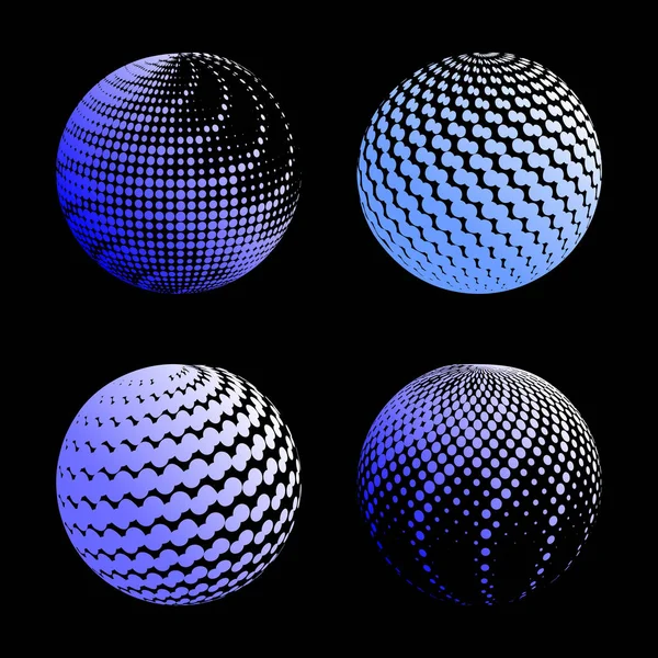 Set soyut yarı ton 3d spheres_1