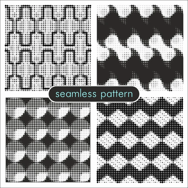 Seamless patterns with halftone dots_2 — Stock Vector