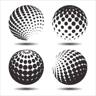 Set soyut yarı ton 3d spheres_26