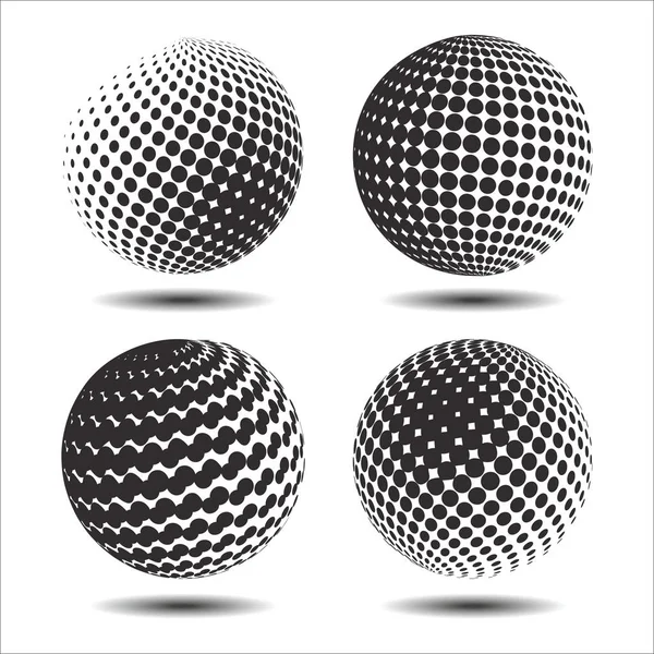 Set soyut yarı ton 3d spheres_25