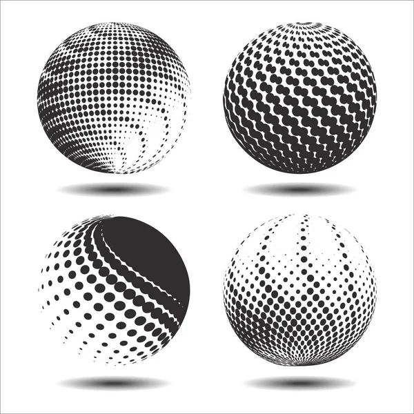 Set soyut yarı ton 3d spheres_22