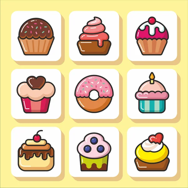 Cakes muffins sweets icons _ 1 — стоковый вектор