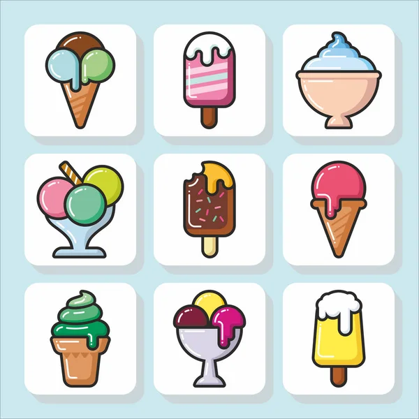 Ícones de sorvete _ 1 — Vetor de Stock