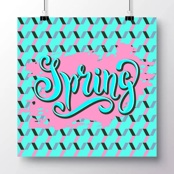 Póster con una frase manuscrita-hola Spring _ 9 — Vector de stock