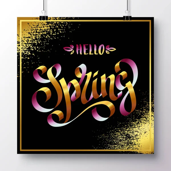 Plakat mit einem handgeschriebenen Satz-Hallo Frühling _ 11 — Stockvektor