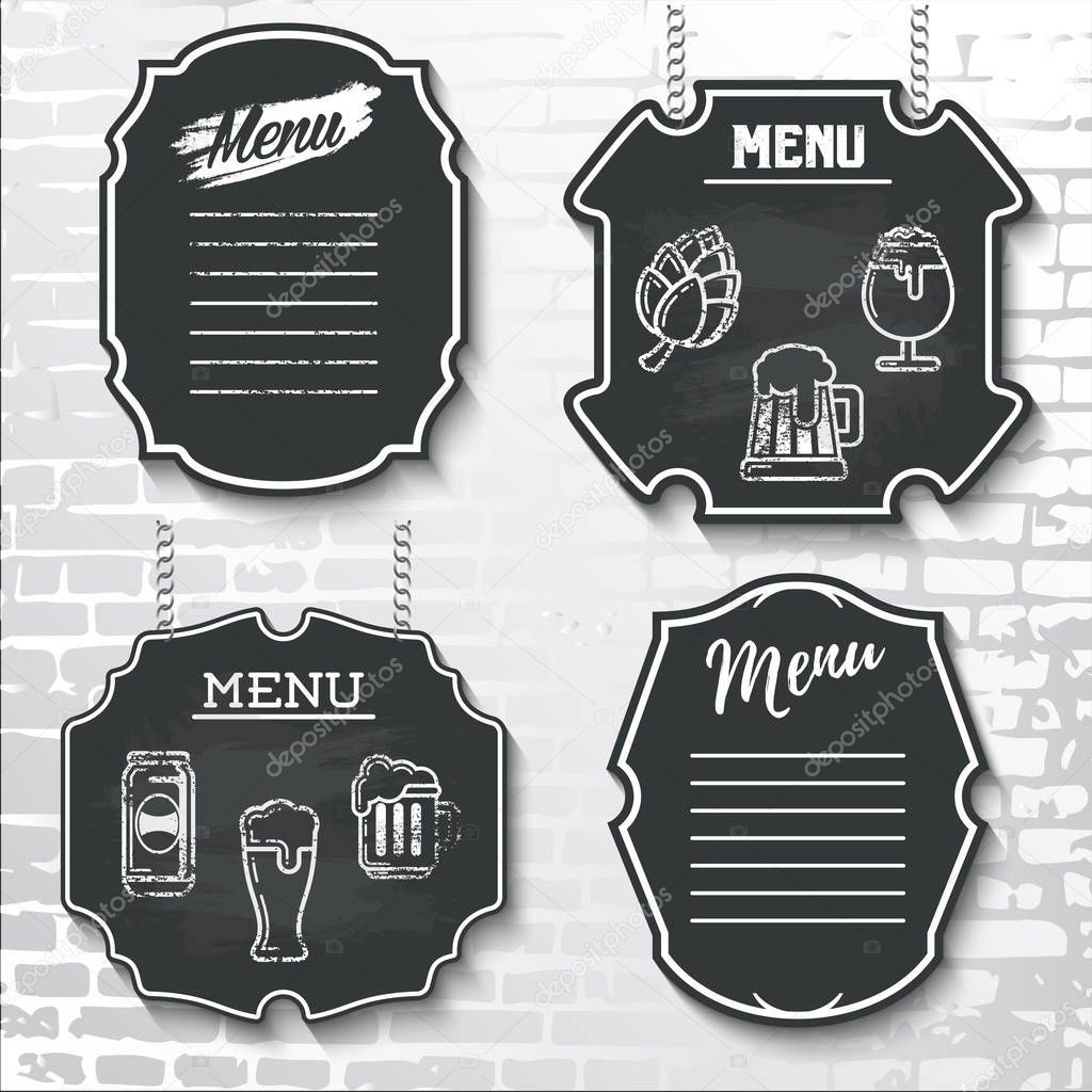 set design elements chalkboard menu vector sample labels shapes_