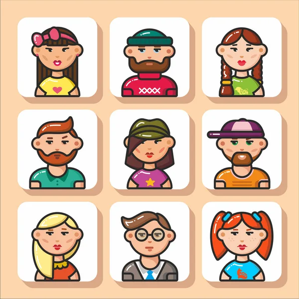 Personas se enfrentan a iconos _ 11 — Vector de stock