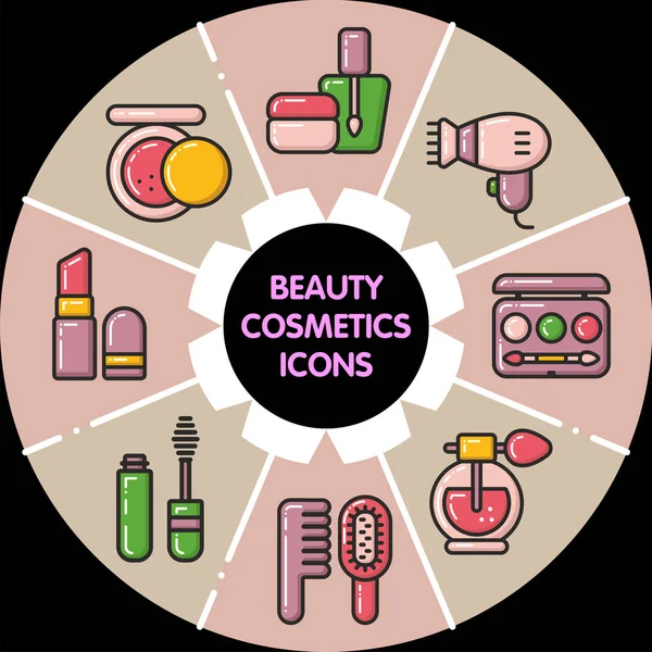 Infographic _ set de iconos cosméticos de belleza — Archivo Imágenes Vectoriales