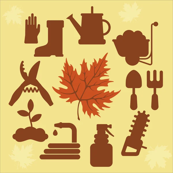 Iconos agrícolas de otoño con hojas de otoño _ 2 — Archivo Imágenes Vectoriales