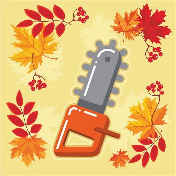 Iconos agrícolas de otoño con hojas de otoño _ 9 — Vector de stock