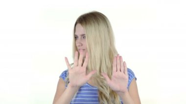 Dur, jest, kadın, beyaz arka plan tarafından Hayır reddetme