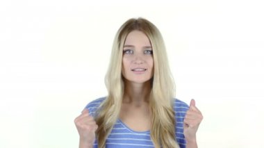 Kaybı, başarısızlık, kavram, beyaz arka plan stres tepki kadın