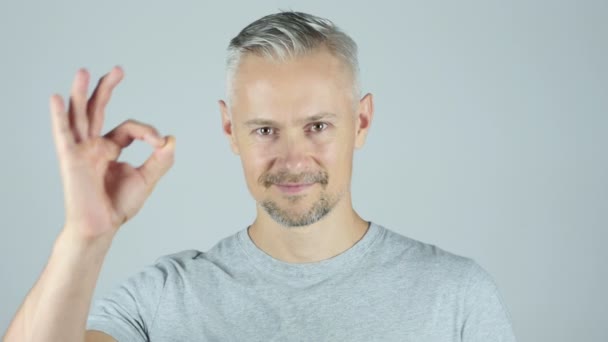 Man Showing Ok Sign — Stock Video