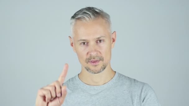 Middle Age Man Showing No by Waving fingers , Portrait — Stock Video